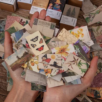 Mini Memo Kártya Monet Levelet, Retro, Kollázs, Anyaga Papír Szemét Lap Tervező Scrapbooking Vintage Dekoratív DIY Kézműves Papír 0