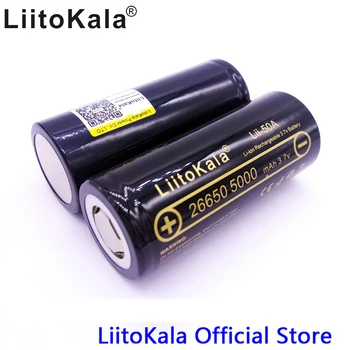 HK LiitoKala lii-50A 26650 5000mah lítium akkumulátor 3,7 V 5000mAh 26650-50A újratölthető akkumulátor alkalmas flashligh 3
