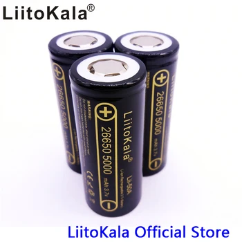 HK LiitoKala lii-50A 26650 5000mah lítium akkumulátor 3,7 V 5000mAh 26650-50A újratölthető akkumulátor alkalmas flashligh 4