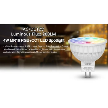 FUT104 MR16 4W RGB + CCT LED fényszóró Izzó 280LM Szabályozható AC/DC 12V led Lámpa 2700K~6500K Kompatibilis 2.4 G RF Control