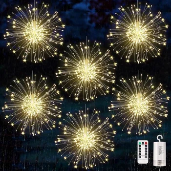 8 Módok LED Robbanás Csillag Tűzijáték String Lámpák Kültéri Pitypang Tündér Fény Füzér Kerti party Karácsonyi Dekoráció