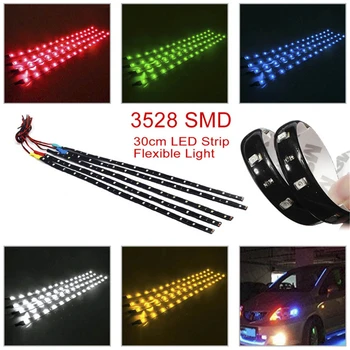 2DB LED szalag SMD3528 Vízálló, Rugalmas 30CM Piros, Zöld, Kék, Fehér, Meleg fehér Szuper fényes autó Stílus dekor matricák lámpa