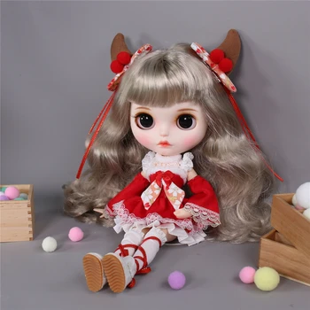 JEGES DBS Blyth baba Új Év ruhák Karácsonyi ruha piros ruha fehér harisnya hajtű Anime öltöny Karácsonyi ajándék