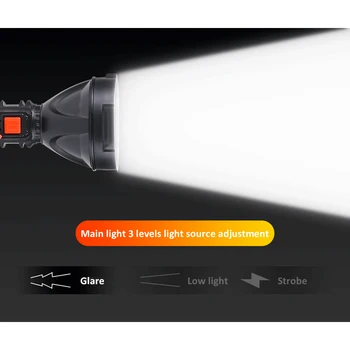 30000Lumens Led Zseblámpa 500m Hosszú távú Lámpa, Beépített Akkumulátor, USB Lámpa Lámpa Torch 4 Módok COB Munka Fény 4