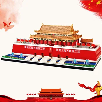Beijin Tian'anmen szónoki emelvényre építőkövei Kínai Építészet Császári Palota Modell Micro Gyémánt Blokk Játékok YZ100