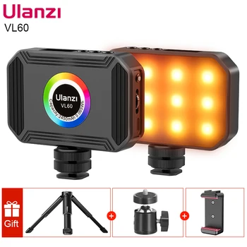 Ulanzi VL60 360 Színes Mini RGB Video Fény 2450mAh Újratölthető Zsebében Szabályozható Fény 2500-9000K Ultra Mini Lámpa 0