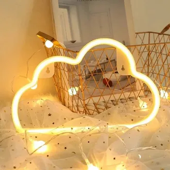 Led Felhő Design Neonreklám Éjszakai Fény Művészeti Dekoratív Lámpák Műanyag Fali Lámpa Gyerekeknek Baba Szoba Holiday Party Esküvői Világítás 1