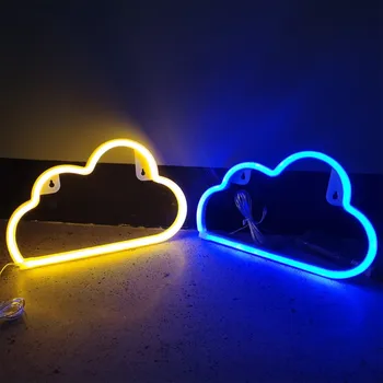 Led Felhő Design Neonreklám Éjszakai Fény Művészeti Dekoratív Lámpák Műanyag Fali Lámpa Gyerekeknek Baba Szoba Holiday Party Esküvői Világítás 4