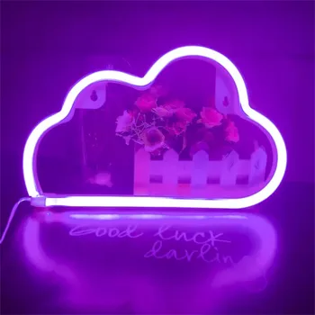 Led Felhő Design Neonreklám Éjszakai Fény Művészeti Dekoratív Lámpák Műanyag Fali Lámpa Gyerekeknek Baba Szoba Holiday Party Esküvői Világítás 5