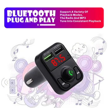 Vezeték nélküli Bluetooth-Kompatibilis 5.0 FM Transmitter Kihangosító Autóskészlet Audio Receiver MP3-Lejátszó USB-Gyors Töltő, Bluetooth Adapter 2