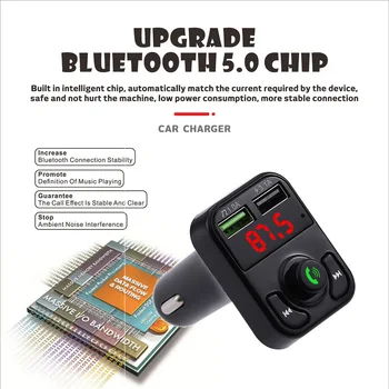Vezeték nélküli Bluetooth-Kompatibilis 5.0 FM Transmitter Kihangosító Autóskészlet Audio Receiver MP3-Lejátszó USB-Gyors Töltő, Bluetooth Adapter 3