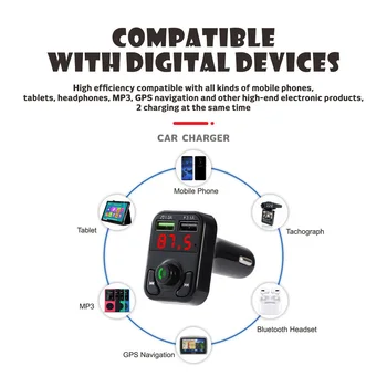 Vezeték nélküli Bluetooth-Kompatibilis 5.0 FM Transmitter Kihangosító Autóskészlet Audio Receiver MP3-Lejátszó USB-Gyors Töltő, Bluetooth Adapter 4