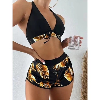 Gossina Arany Levelek Bikini Fedezze Fel A Nők, Szexi V-Nyak Strandon Fürdőruhában 2022 Nyári Fürdőruha Strandcuccot Rövid Nadrág
