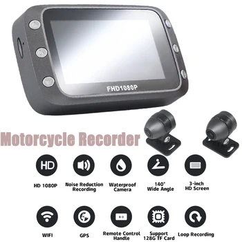 Motoros Cam Video Felvevő Kamera, DVR Dash WiFi GPS 1080P+720P Full HD 128G Első Visszapillantó Vízálló éjjellátó DashCam