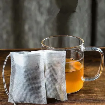 100 Db Eldobható filter Filter Tea Infúzió Élelmiszeripari Nem szőtt Szövet Fűszer Szűrők Tea Salak rekesz tok 2