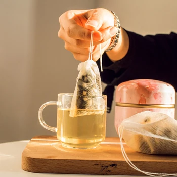 100 Db Eldobható filter Filter Tea Infúzió Élelmiszeripari Nem szőtt Szövet Fűszer Szűrők Tea Salak rekesz tok 5