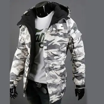 Férfi Kabátok Cipzár Őszi Téli Alkalmi Kapucnis Outwear Kabát, Meleg Katonai Stílusú Férfiak Álcázás Nyomtatás Külső Viselni a Társkereső 1db 0