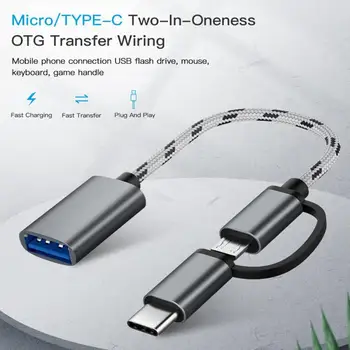 2 Az 1-ben USB 3.0 OTG Adapter Kábel Típusa-C Micro USB-USB 3.0 Interfész Átalakító Mobiltelefon Töltő Kábel Sor Mobiltelefon