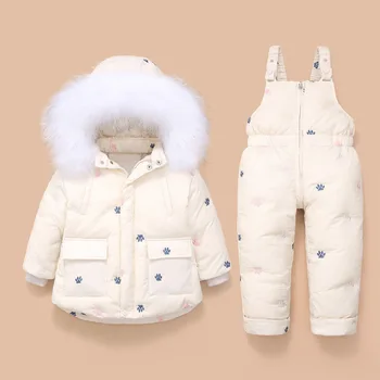 2021 orosz Tél Fiúk Snowsuit Vízálló Kapucnis Kabát A Lány 1-3 Éves Gyerekek Kezeslábas Kisgyermek Baba Ruha szett