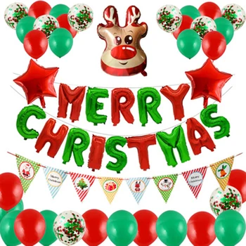 52PCS/set Boldog Karácsonyt Globos Héliumos Fólia Lufi Navidad 2021 Dekoráció Natal Haza Noel Dekoráció Ajándék, Karácsonyi Party Ballon