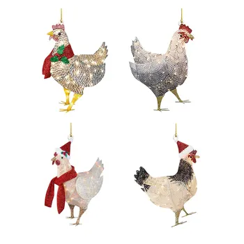 Karácsonyi Sál Csirke Medál Fény-Csirkét Karácsonyi Függő Díszek a Sál Udvaron Dekoráció Fa lakberendezés 4