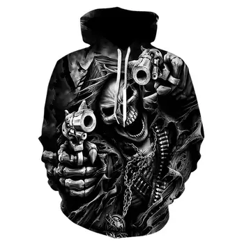 Őszi Háború fekete férfi kapucnis felső Pulóver 3D Nyomtatás Vicces Koponya Streetwear Harajuku Pulóver Hip-hop Kabát Férfi Melegítő XXS-4XL