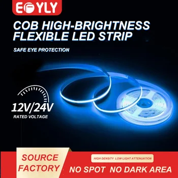 EFYLY Cuttable Rugalmas 5050 COB LED Szalag 5m/sok 320 Led-ek Nagy Sűrűségű DC12V 24V-os Nagy Fényerejű Vízálló IP20 5mm/8mm