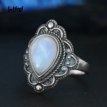 Sterling Ezüst 925 Gyűrűk vízcsepp Alakú Természetes Holdkő Gyűrű a Nők a Férfiak Vintage Ujj Gyűrű Finom Ékszer Ajándék
