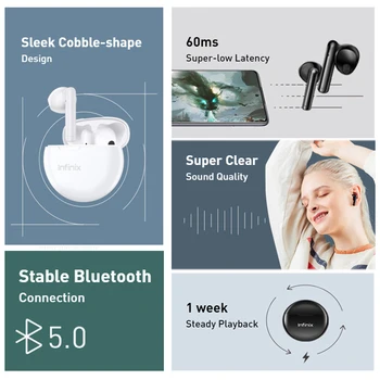 Infinix XE20 TWS Igaz, Vezeték nélküli Bluetooth-Fülhallgató 30 az Akkumulátor élettartamát Kettős Mikrofon Hívásokat Játék Fülhallgató Globális Verzió 5