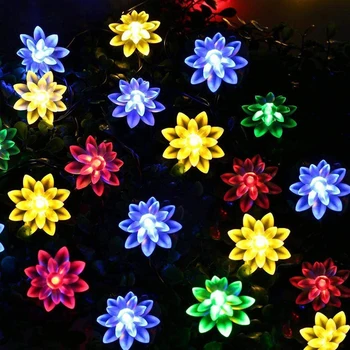 Karácsonyi LED Lótusz Virág Koszorú fényfüzér elemes 10-80leds 1.5-10m Virág Lámpa Esküvői Ramadan Karácsonyi Dekoráció