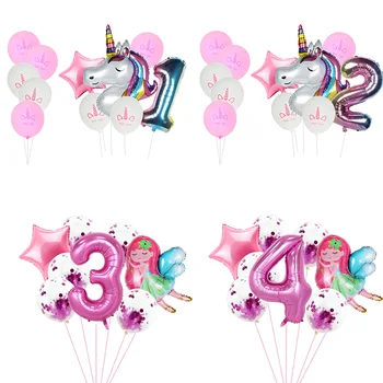 Unikornis boldog szülinapi parti dekoráció szám lufi egyszarvú szivárvány lány szülinapi lufi meghatározott baba zuhany lány baloon ballon 0