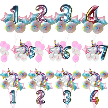 Unikornis boldog szülinapi parti dekoráció szám lufi egyszarvú szivárvány lány szülinapi lufi meghatározott baba zuhany lány baloon ballon 1
