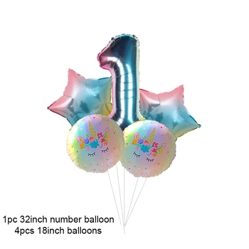 Unikornis boldog szülinapi parti dekoráció szám lufi egyszarvú szivárvány lány szülinapi lufi meghatározott baba zuhany lány baloon ballon 3