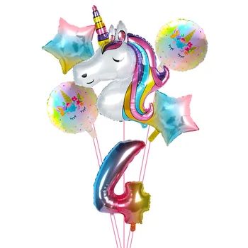 Unikornis boldog szülinapi parti dekoráció szám lufi egyszarvú szivárvány lány szülinapi lufi meghatározott baba zuhany lány baloon ballon 5