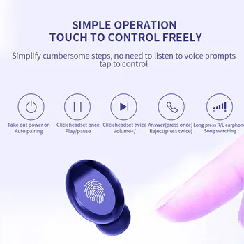 TWS Vezeték nélküli Fejhallgató Touch Control 9D Sztereó Bluetooth Fülhallgató Mikrofon Sport Vízálló Fülhallgató, Headset Android 2