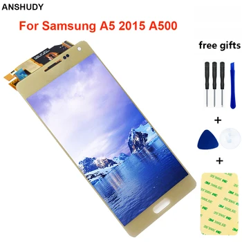 A500F LCD Samsung Galaxy A5 2015 A500 LCD Kijelző érintőképernyő Digitalizáló Samsung A500M LCD A500FU Kijelző A500Y A500FQ