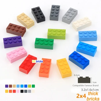 10db/sok DIY Blokkok Épület Tégla Vastag 2X4 Oktatási Gyülekezet Építési Játékok Méret, Kompatibilis Márka