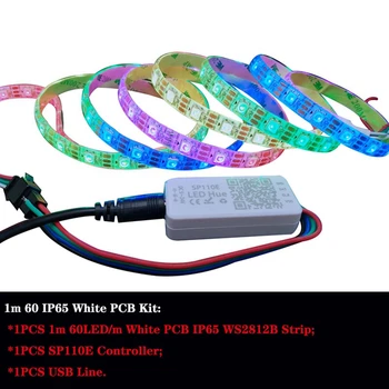 WS2812B 1~2M 30 60 LED/M LED Szalag IP20 IP30 IP65 Egyedi Kezelése Rugalmas lLight Bár SP110E USB Port Kit DC5V