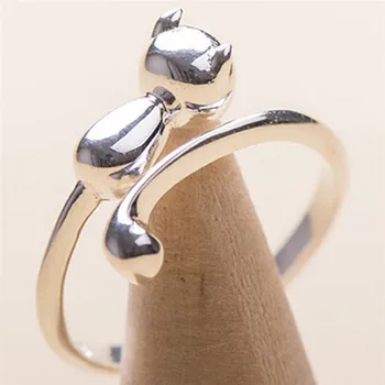 Macska Gyűrű Ékszer Gyönyörű Ujját Nyitott Gyűrű Születésnapi Ajándék