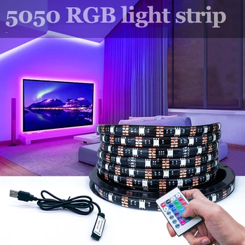 Led Szalag RGB Világítás TV Háttérvilágítás SMD5050 Ambilight 5V USB Vízálló Távirányító Fény, Fekete, Tv Szoba Dekoráció