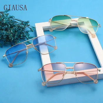 GIAUSA Európai, illetve Amerikai Divat Tér Napszemüveg 2021 új dekoratív szemüveg Street Fotó, Napszemüveg, szemüveg sárga