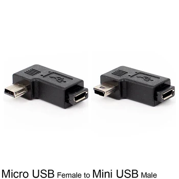 90 Fokos Jobb Bal Szög Mini USB-A Típusú Férfi-Micro USB-Női Adapter
