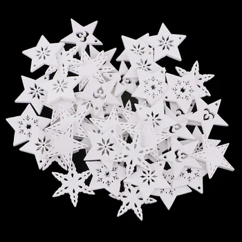 50pcs Fehér Csillagok Fa Scrapbooking Kézműves DIY karácsonyfa Lógó Díszek