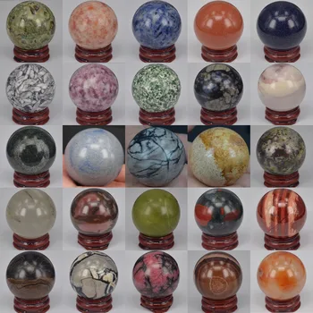 40MM Crystal Ball Természetes Kő Kő Szféra Gyógyító Reiki Wicca Csakra Masszázs Globe-Terem Dekoráció Rock Ásványi lakberendezés