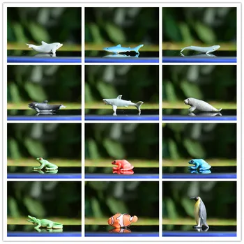 Miniatűr Óceánok Állat Modell Teknős, Krokodil Bálna, Cápa, Delfin Pingvin Clownfish Béka Tengeri Világ Mini Figura Decor Játékok