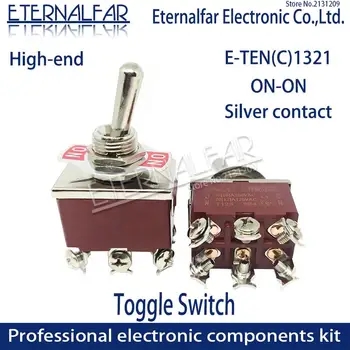 High-end Minőségű Ezüst Kapcsolattartó E-TÍZ(C)1321 DPDT 12MM 15A 250V AC ON-A 6Pin Reset Rocker Kapcsoló tolókapcsoló Vízálló Boott 0