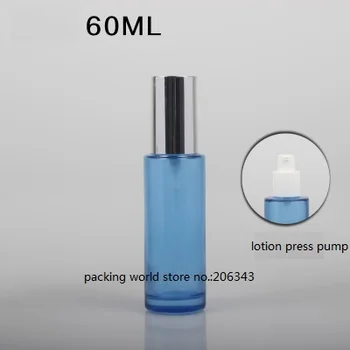 60ml matt/zöld/kék/fehér üveg, fényes ezüst fedél szérum/krém/emulzió/alapítvány/bőrápoló kozmetikai csomagolás 1