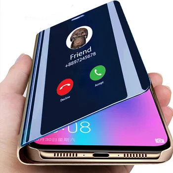 Luxus Okos Tükör Flip tok Samsung Galaxy Note 9 8 10 S9 S10 S8 S10E J4 J6 A6 A7 A8 Plusz 2018 A50 A70 A20 a30-as Fedezze coque közelében