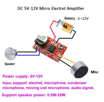 1 DB DC 5V-12V-os micro elektret erősítő MIKROFON, kondenzátor mini mikrofon erősítő igazgatóság
