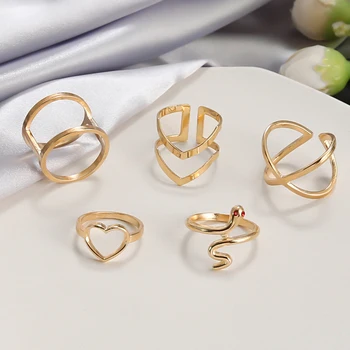 Csehország Esztétikai Phalanx Gyűrűk Női Szív, Kereszt Gyűrűt A Kezén Divat Arany Színű Anillos Ujját Király 2021 Trend Ékszerek 3